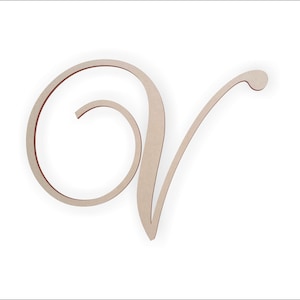 Wooden Monogram Letter "V" - Large or Small, Unfinished, Cursive Wooden Letter - Perfect for Crafts, DIY, Weddings - Sizes 1" to 42"