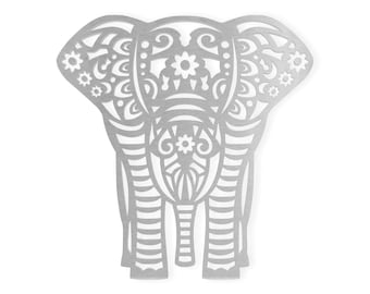 Tribal Elephant Metal Wall Art: Unfinished Steel Cutout