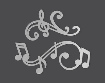 金属製音符ウォールアート（2点） - ミュージックルームデコレーション