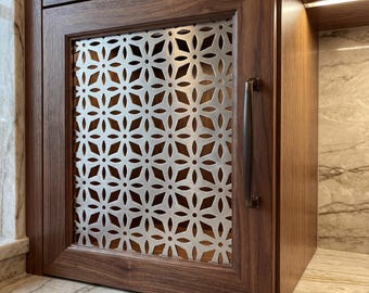 Decorative Metal Cabinet Inserts: Custom Steel Lattice Mesh for Kitchen Door Panels