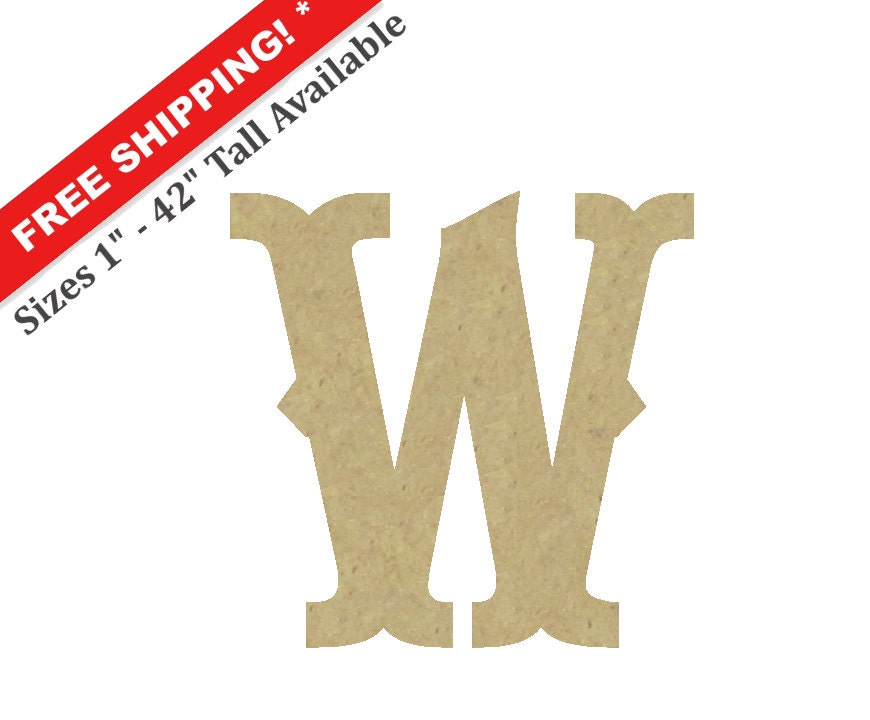 Wooden Wall Letter W Unpainted Decorative Font Etsy