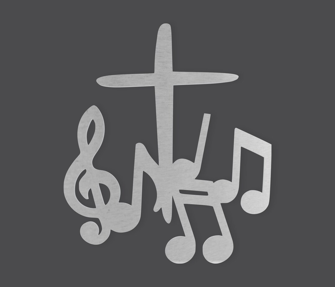 Table Note Cross Metal Wall Art Sign: Music Notes Cross - Rustic Unpainted Steel - Etsy