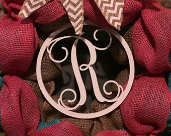 Unfinished Wooden Monogram Letter in Circle Frame: DIY Craft, Wedding Decor