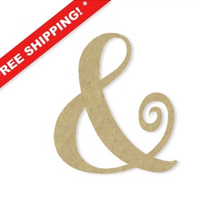 Wood Ampersand: Unpainted Craft Letter (1&quot; to 42&quot; Sizes)