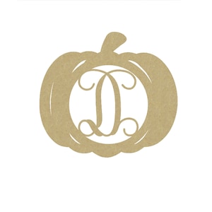 Monogram Letter D: Pumpkin Style - Unfinished Wood, Multiple Sizes