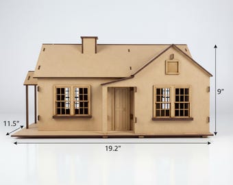 Paintable 3D Miniature House Kit: DIY Assembly for Kids & Hobbyists, 19" Model Village Craft