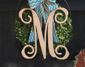 Wooden Monogram Letter - Large or Small, Unfinished, Cursive Wooden Letter - Perfect for Crafts, DIY, Weddings - Sizes 1" to 42"