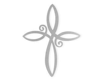 Metal Floral Cross Wall Art: Unfinished Steel Cutout, Home Decor