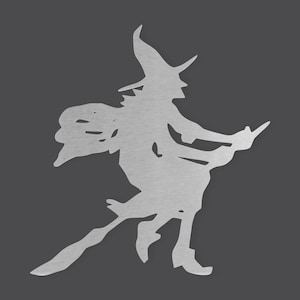 Metal Wall Art Metal Halloween Decor- Witch On Broom- Cutout, Halloween Decor, Halloween Party, Home Decor, Unfinished Ready to Paint