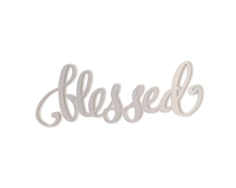 Blessed Wall Script Decor Word - Religious Decor Cutout, Blessed Word Art - Home Decor, Unfinished and Available in Many Sizes