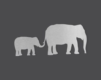 Metal Elephant Family Wall Art: Unfinished Steel Cutout