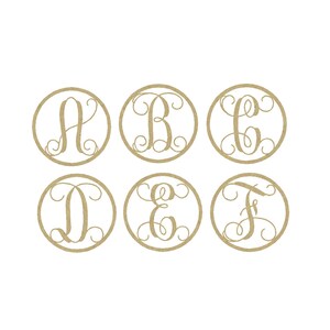 Unfinished Wooden Letters in the Circle Frame Vine Font Style