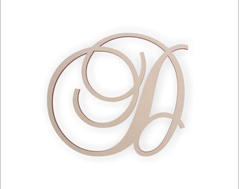 Lettre monogramme « D » en bois - Grande ou petite, lettre en bois cursive inachevée - Parfaite pour les travaux manuels, le bricolage, les mariages - Tailles 1" à 42"