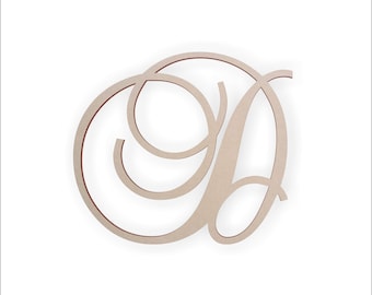Monogram Letter D: Unfinished Wood Cursive - DIY Craft Size Options