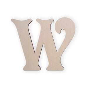 Letra W de madera sin terminar: fuente cursiva victoriana, manualidades DIY
