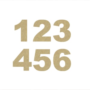 Unfinished Wooden Numbers in the Arial Black Font Style