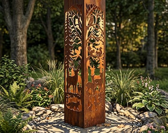 Columna de jardín de metal / Estaca alta para maceta / Decoración rústica para el jardín