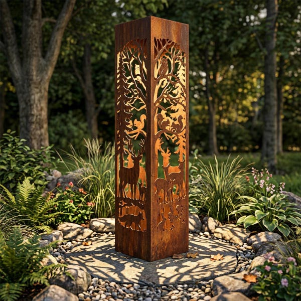 Metal Garden Column | Tall Planter Stake | Rustic Yard Art