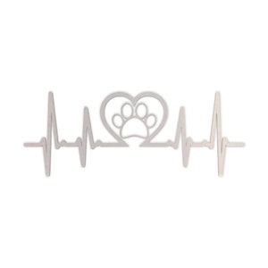Metal Wall Art Metal Sign &quot;Heart Beat Monitor Love Paw&quot;- Cutout, Wall Art, Home Decor, Wall Hanging, Unfinished and Available in Many Sizes