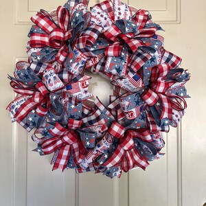 Patriotic Bow Wreath, 4th of July, Patriotic Bows, Veterans Day, Memorial Day, Summer Wreath, American Wreath