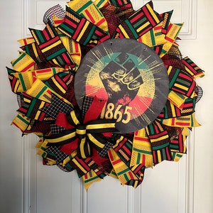 Juneteenth Krans, Zwarte Geschiedenis Krans, Deco Mesh Krans, Melanine Krans, Juneteenth, Juni 1865, Zwarte Geschiedenis, Free-ish, Melanine Magic