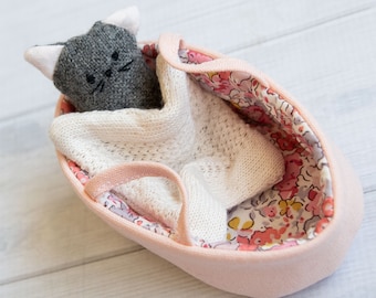 Miniature Baby Bed Bassinet Sewing Pattern Tutorial DIY Dollhouse Digital Download 1:12 scale  doll Baby mama brother sister softie stuffed