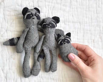 Miniature Racoon Family Sewing Pattern Digital Download 1:12 Scale