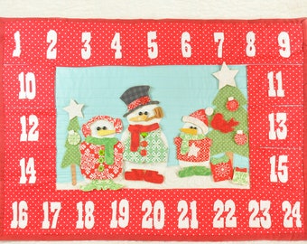 Snowman Advent Calendar Sewing Pattern | Christmas Countdown | Quilted Advent | Christmas gift idea | Snowman applique | Snowman quilt