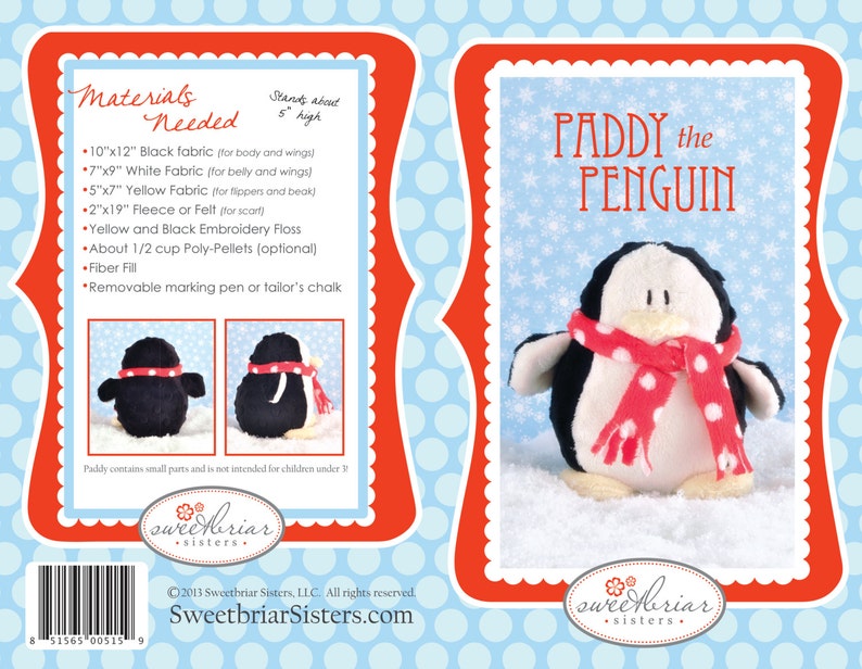 Penguin Sewing Pattern, Christmas Craft, Penguin soft toy, Winter sewing project, kids craft, Winter animal pattern, Antarctica, Christmas image 4