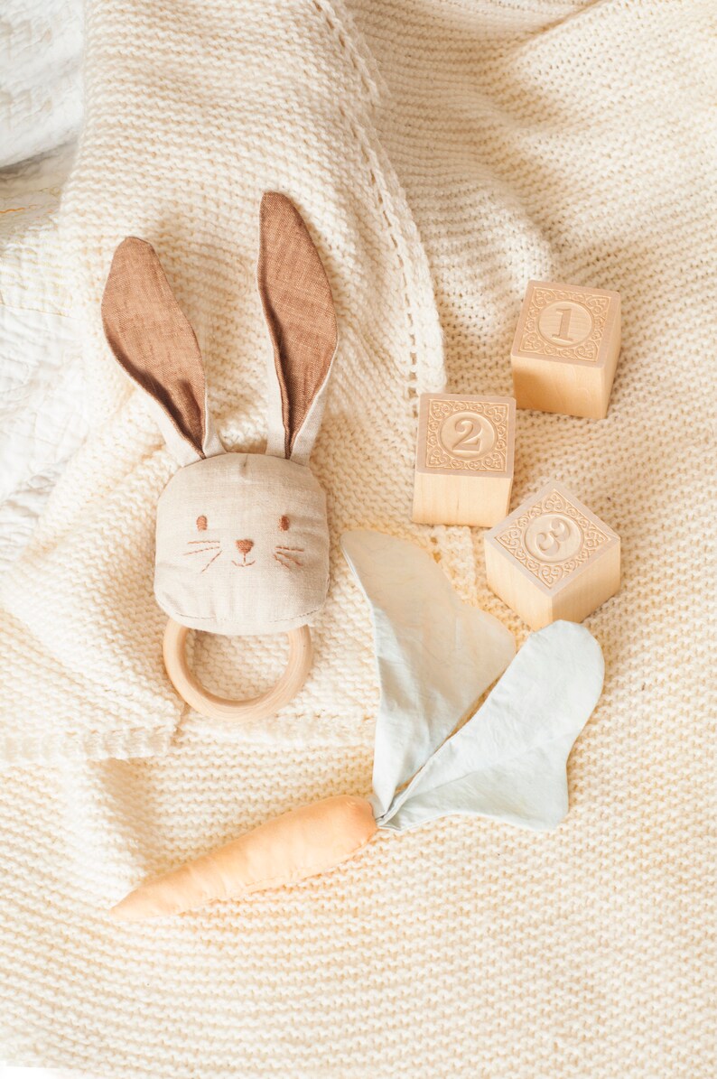 Baby first Easter bunny and Carrot Rattle baby shower gift Etsy