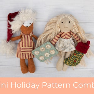 Miniatur Elfe Puppe Weihnachten Urlaub Schnittmuster Set Tutorial DIY Puppenhaus Digital Download Maßstab 1:12 Baby Mama Bruder Schwester Softie