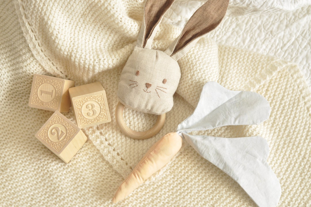Bunny and Carrot Easter Baby Rattle, Baby Shower Gift Sewing Pattern ...