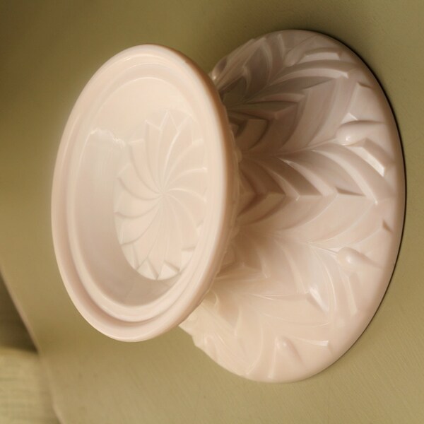 Prvate Listing for LESLEY Only - Shell Pink Milk Glass Punch Bowl Base Only - Jeannette Glass Shell Pink Punch Bowl Base
