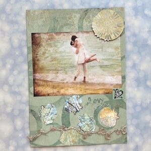 Romantische Strand Silhouette: Paar Feiert Liebe, Verlobung & Meilensteine - Distressed Sommer Illustration