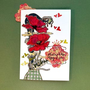 Karte mit herzlichen Wünschen für die gute Besserung: Sentimentales Denken an Sie Grußkarte mit lebendiger Blumenillustration
