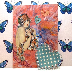 Retro Spritzer Farbe Kunst Karte - Umarmungen & Liebe Geschenk für Freunde, Denken an Sie Lady Umarmung Design