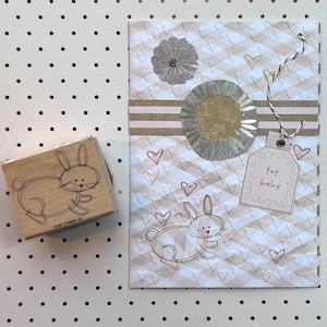 Entzückende Kaninchen-Babypartykarte - Willkommen Kleine, Glückwünsche zu neuen Eltern, rosa Kaninchen-Design