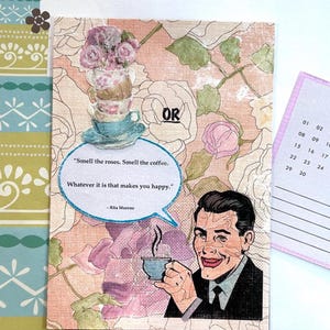 Retro June Birthday Card for Coffee Lovers - Whatever Makes You Happy Vintage Floral Design