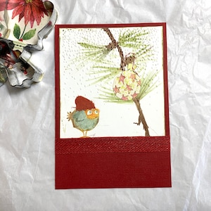 Carte de Noël humoristique : ornement de petit oiseau écrasé en tombant - voeux de Noël uniques