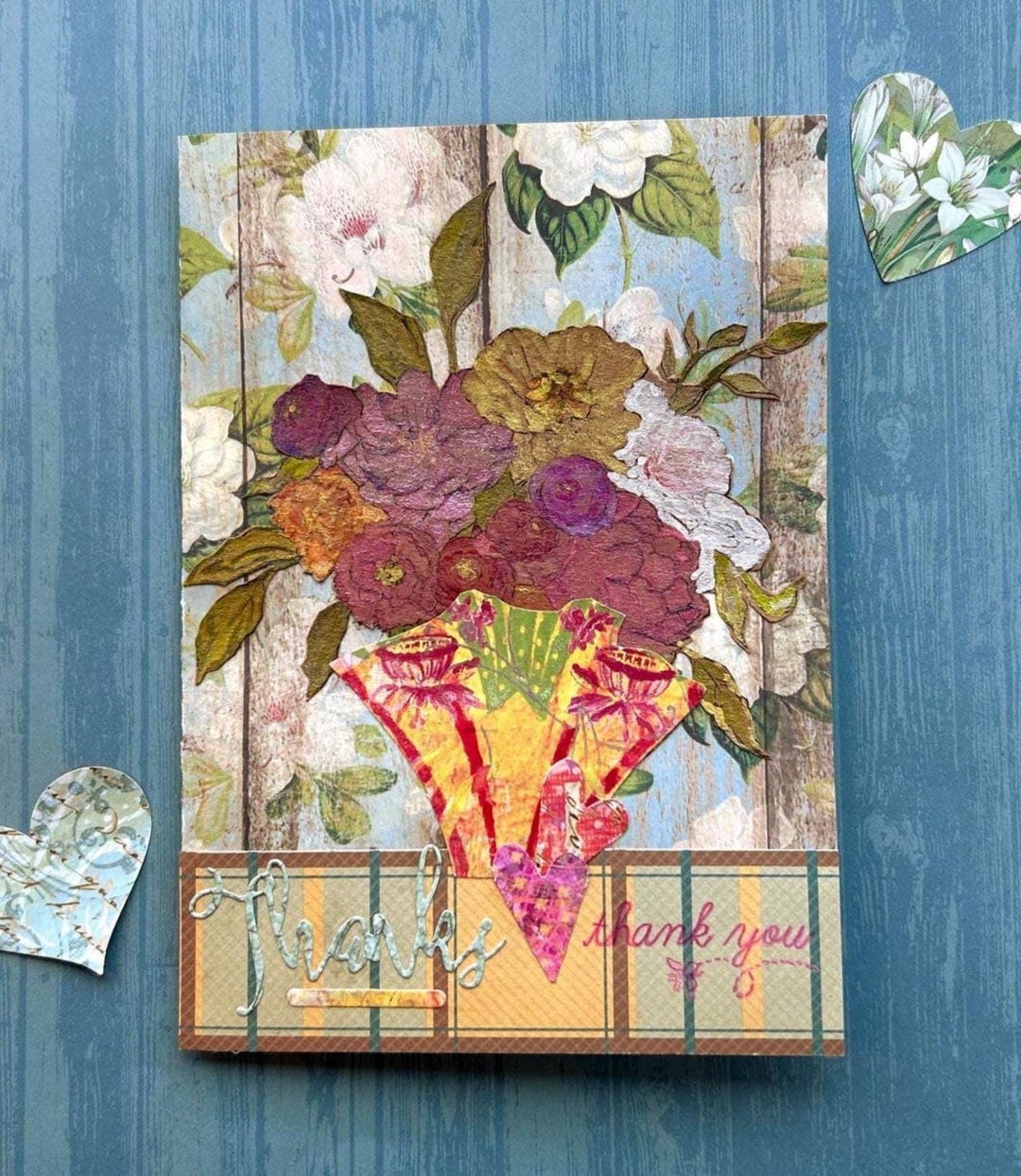 Watercolor Flower Bouquet Thank You Card - Handmade Floral Gratitude ...