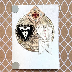 Carte de mariage traditionnelle sincère avec illustration de la silhouette d'un couple - Célébration sentimentale