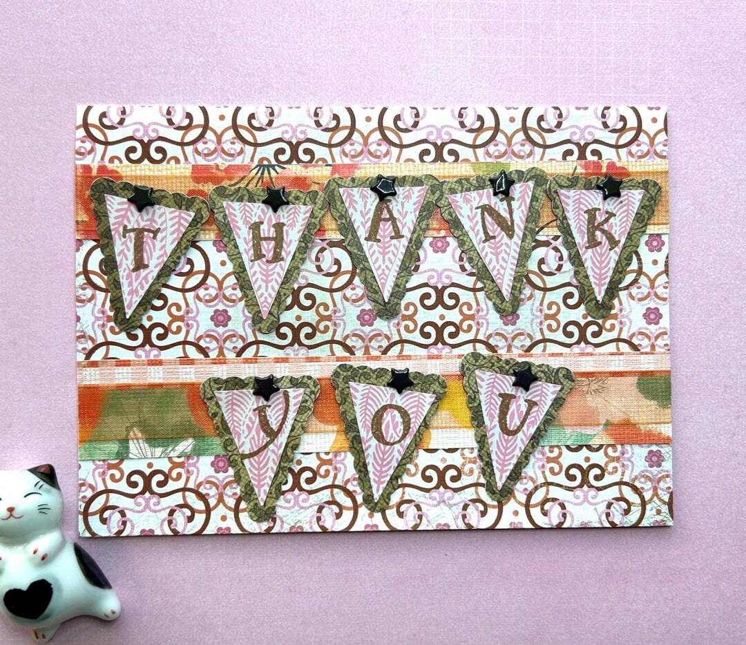 Heartwarming Dog and Cat Thank You Card With Decorated Banners for Any ...