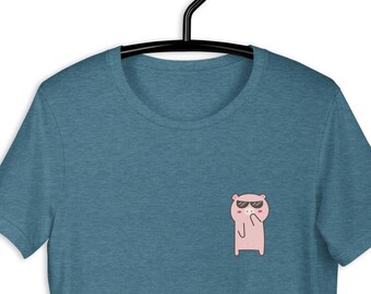 Cool Pig T Shirt, Piggy in Sunglasses Shirt, Farm Animal Lover t-shirt, Mini Pig Tee, Gift for Pig Lovers