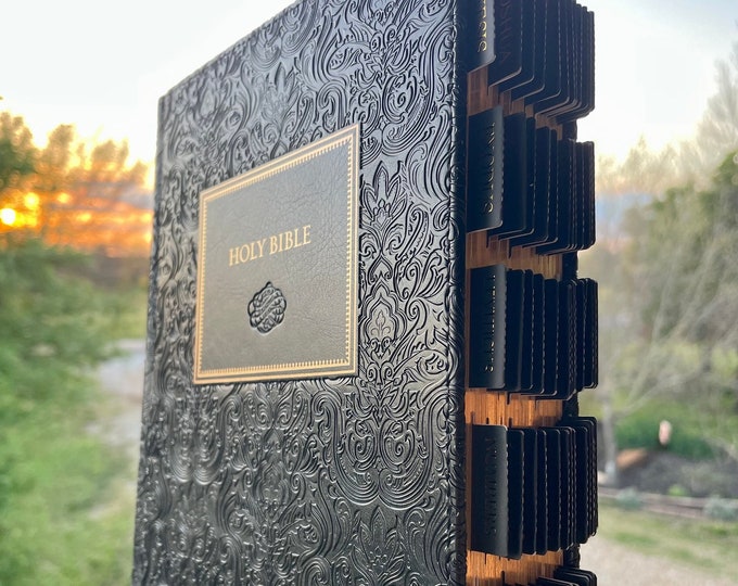 Beautiful Tabbed KJV Bible, Black and Gold Bible, Journaling KJV Bible