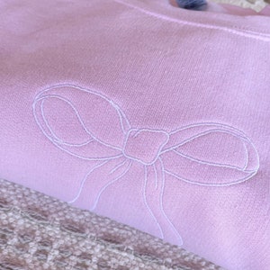 Bow Embroidered Sweatshirt, Christian Girl Sweatshirt, Christian Bow Crewneck
