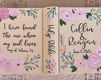 Custom Hand-Painted Bible: Wedding Guestbook, Confirmation Gift, Family Bible