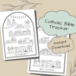 Boeken van The Catholic Bible Tracker, 73 Bijbelboeken op de plank, Bible Reading Tracker, PDF-bestand downloaden