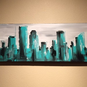 Houston Skyline. Acrylic Painting of Houston Skyline. Abstract Skyline. Custom City Skyline Painting