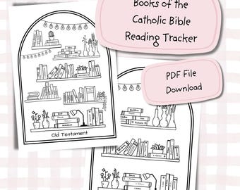Catholic Bible Reading Tracker: 73 Books Bookshelf (PDF Download)