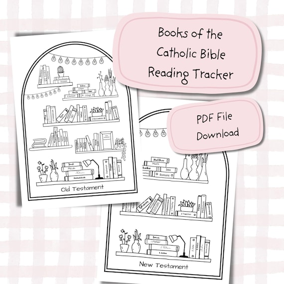 Catholic Bible Reading Tracker: 73 Books Bookshelf (PDF Download)